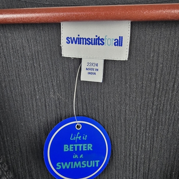 SWIMSUITS FOR ALL Cover-up V-Neck Dress Flare Long Sleeve Black Women Size 22/24 - Picture 5 of 10